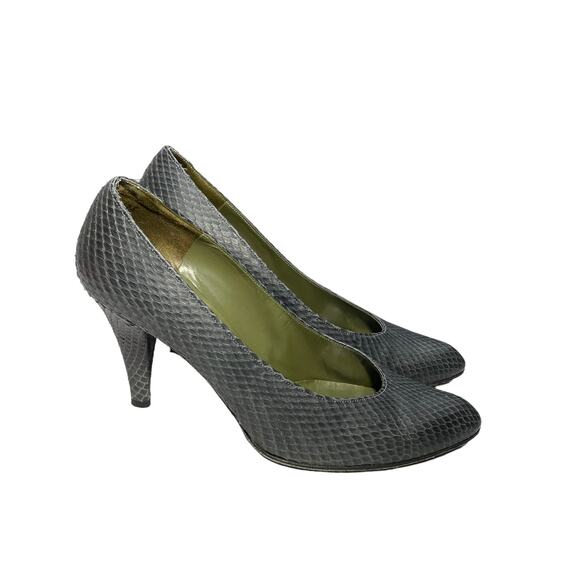 Charles Jourdan Size 8 Pumps Vintage Narrow Snakeskin Heels Marly Magnolia Gray - Picture 13 of 13